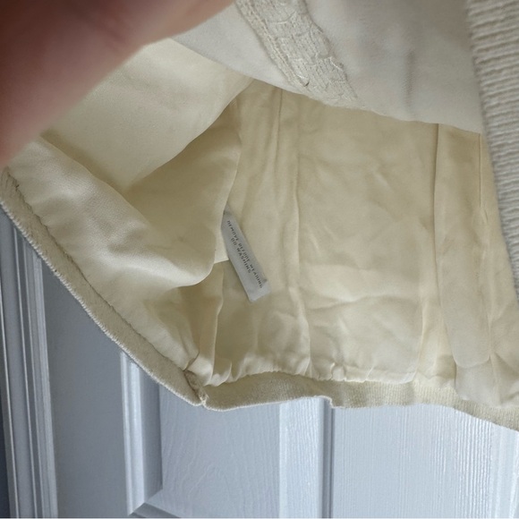 Ann Taylor Cream Button Down Cardigan Wool Cashmere Pearl Holiday Beaded Silk - Picture 4 of 6